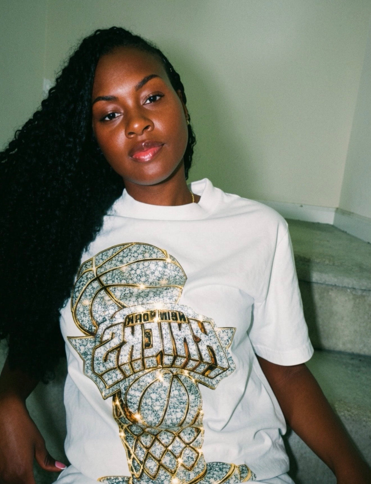 “VVS Chip Shirt Swarovski” Pre-Order Yellow Gold Swarovski Iced Out Allow 2 weeks shipping time.